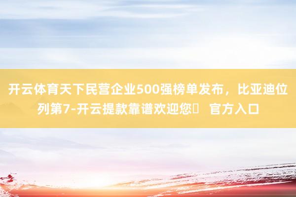 开云体育天下民营企业500强榜单发布，比亚迪位列第7-开云提款靠谱欢迎您✅ 官方入口