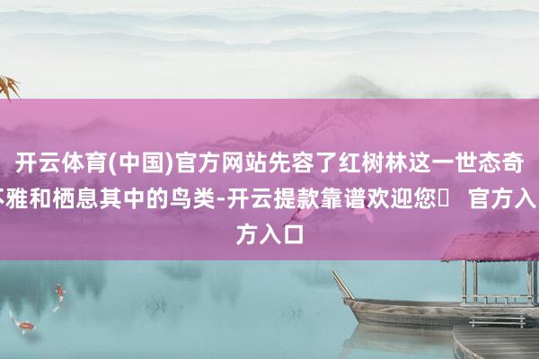 开云体育(中国)官方网站先容了红树林这一世态奇不雅和栖息其中的鸟类-开云提款靠谱欢迎您✅ 官方入口